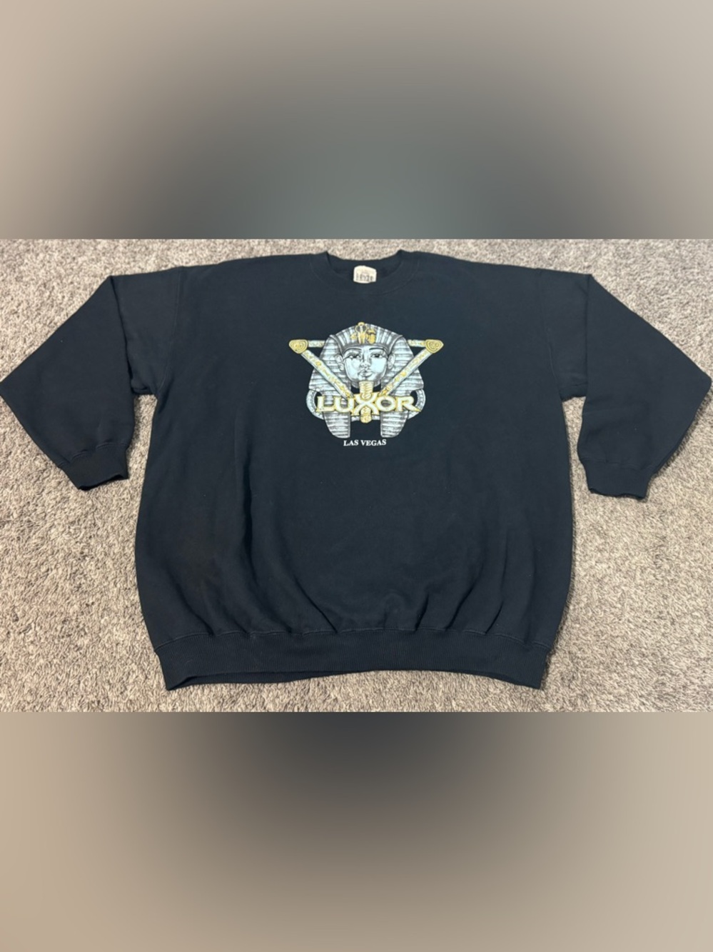 Vintage Las Vegas Casino Luxor Black Crewneck King Tut Egyptian big Logo Size XL